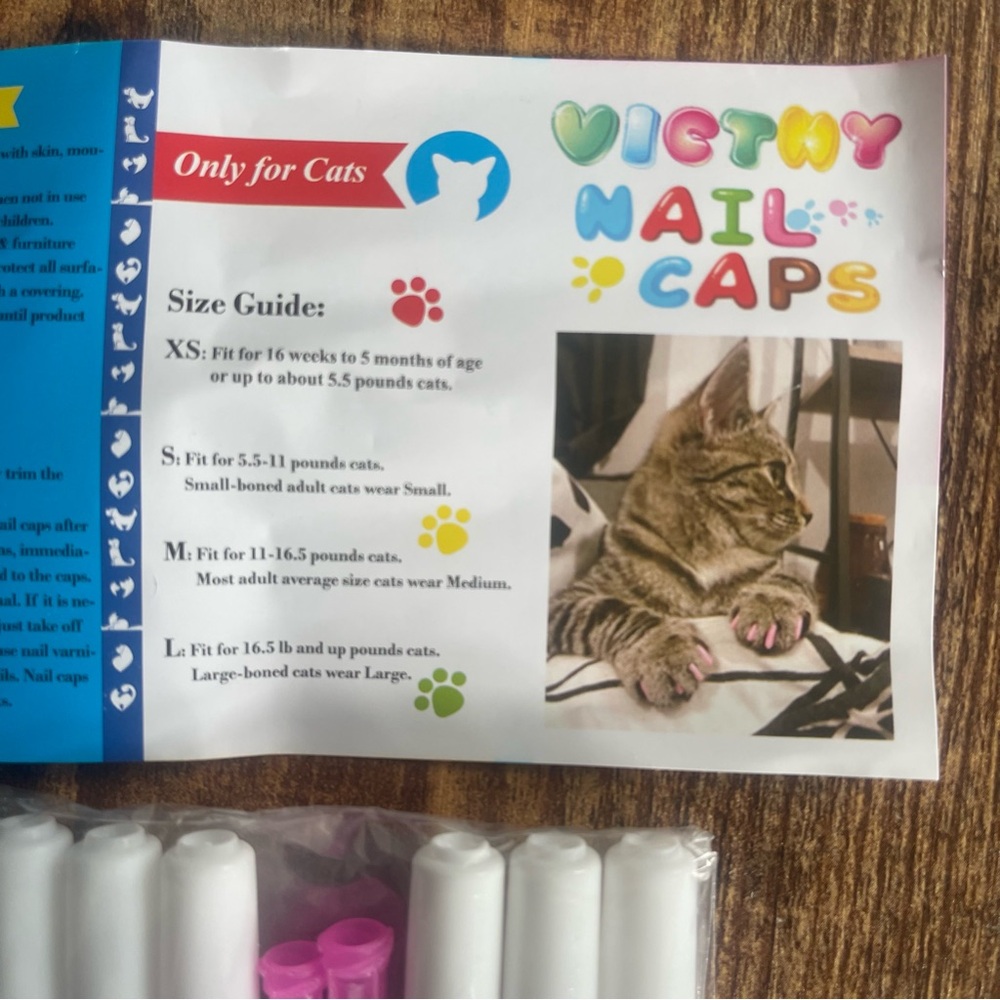 Colorful Cat Claw Caps Set-  Size Medium